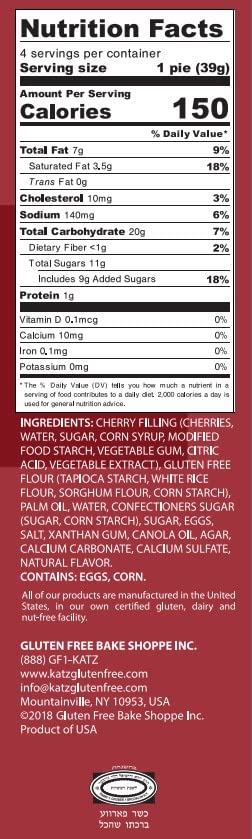 Katz Gluten Free Mini CHERRY Pie - 5