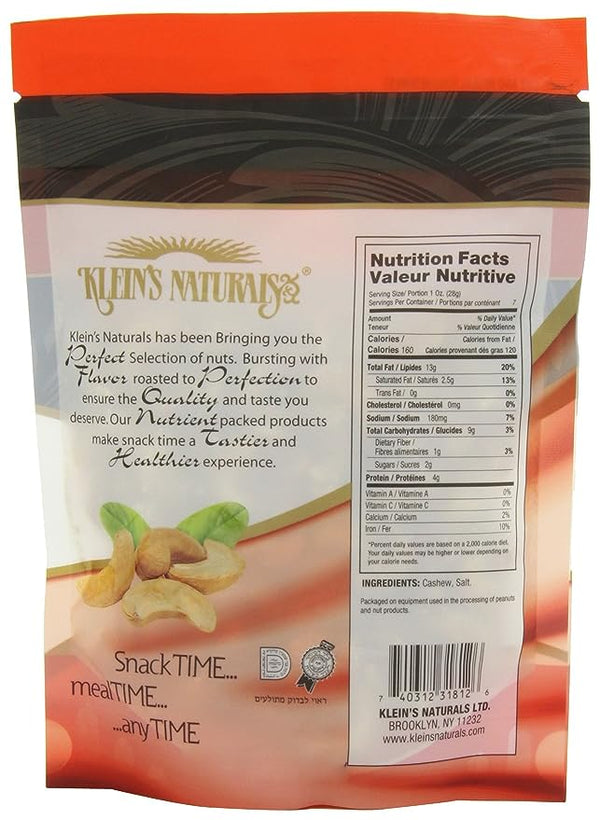 Klein's Naturals Deluxe Dry Roasted Cashews, Lightly Salted - 2
