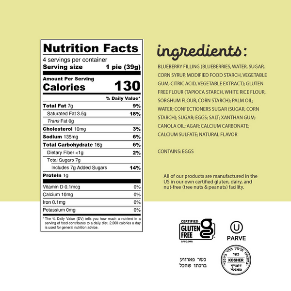 Katz Gluten Free Mini BLUEBERRY Pies - 4