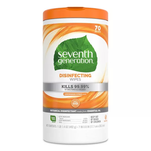 Seventh Generation Multi-Surface Disinfecting Wipes, Lemongrass