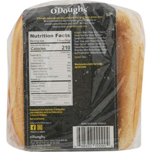 O'Dough's Hot Dog Buns - 6