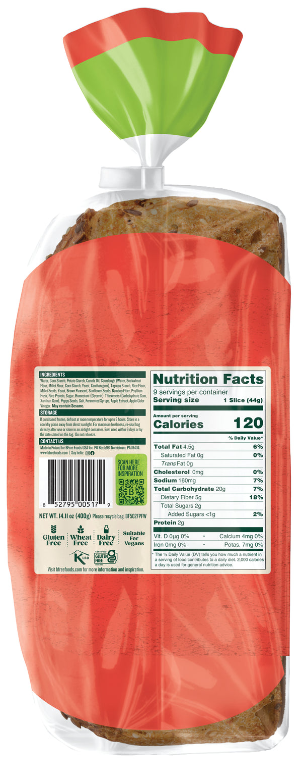 BFree Seeded Brown Sandwich Bread Loaf - 2