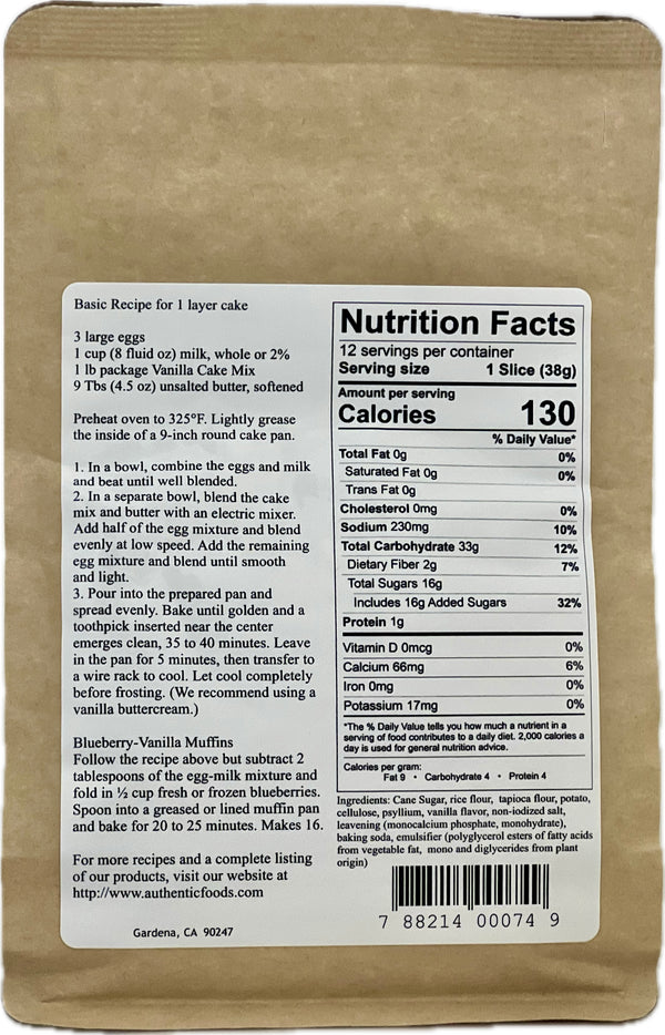 Authentic Foods Vanilla Cake Mix 2 Pack - 2