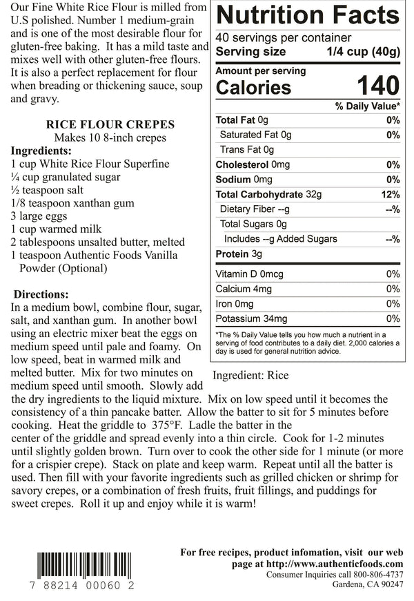 Authentic Foods Superfine White Rice Flour - 5