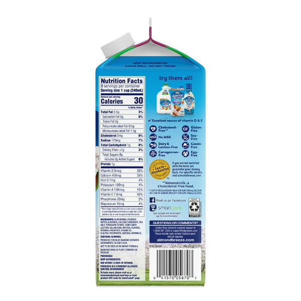 Almond Breeze Almond Milk, Original Unsweetened (8 Pack) - 2