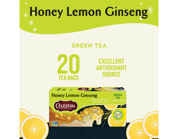 Celestial Seasonings Honey Lemon Ginseng Green Tea (6 Boxes) - 2