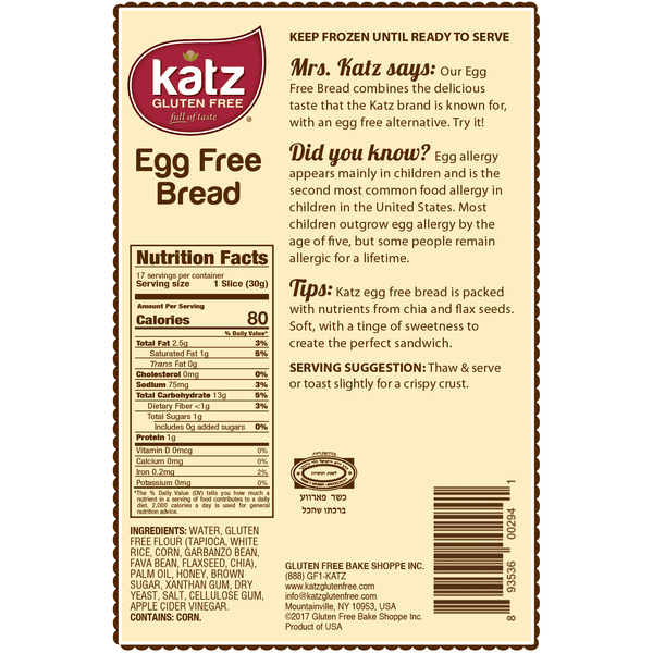 Katz Gluten Free Egg Free Bread - 4