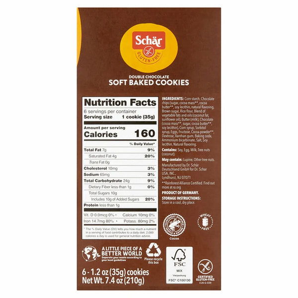 Schar DOUBLE CHOCOLATE Soft Baked Cookies - 4