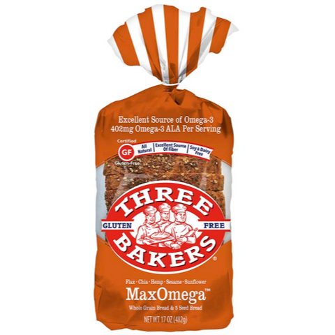 Three Bakers Max Omega Bread, Whole Grain & 5 Seed Bread