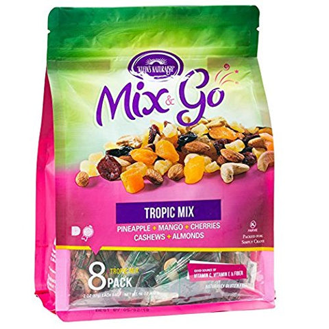Klein's Naturals Mix & Go - TROPIC MIX, Includes 8 Single Serve Trail Mix Individual Packs, 16 Ounce