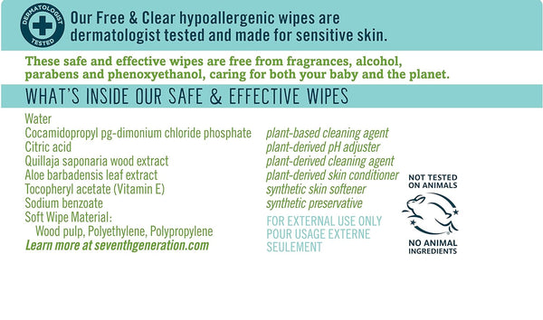 Seventh Generation Free & Clear Baby Wipes - Flip Top Dispenser [Pack of 12] - 3