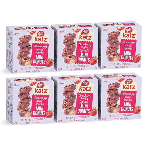 Katz Strawberry Frosted Sprinkle Mini Donuts - 6