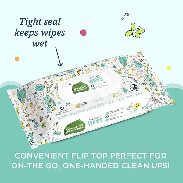 Seventh Generation Free & Clear Baby Wipes - Flip Top Dispenser [Pack of 12] - 2