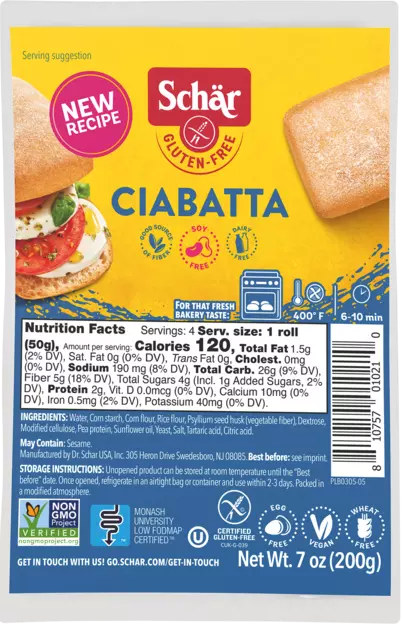 Schar Ciabatta Parbaked Rolls