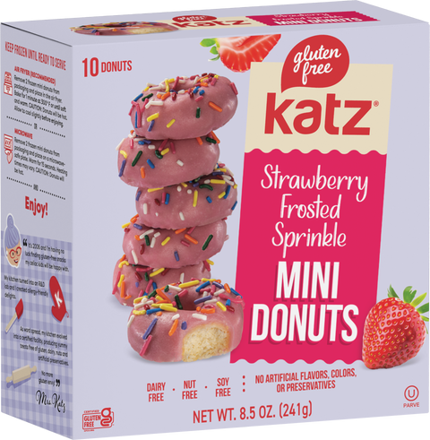 Katz Strawberry Frosted Sprinkle Mini Donuts